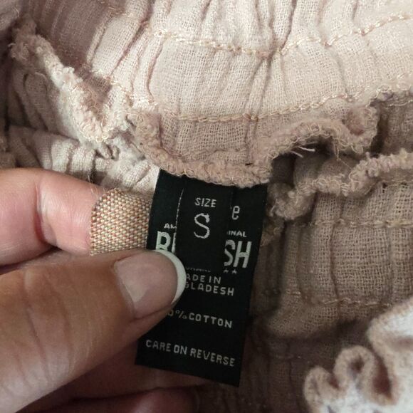 Pale Dusty Rose Smocked Waist 100% Cotton Gauze Skirt by Rewash - Size S - Picture 6 of 7